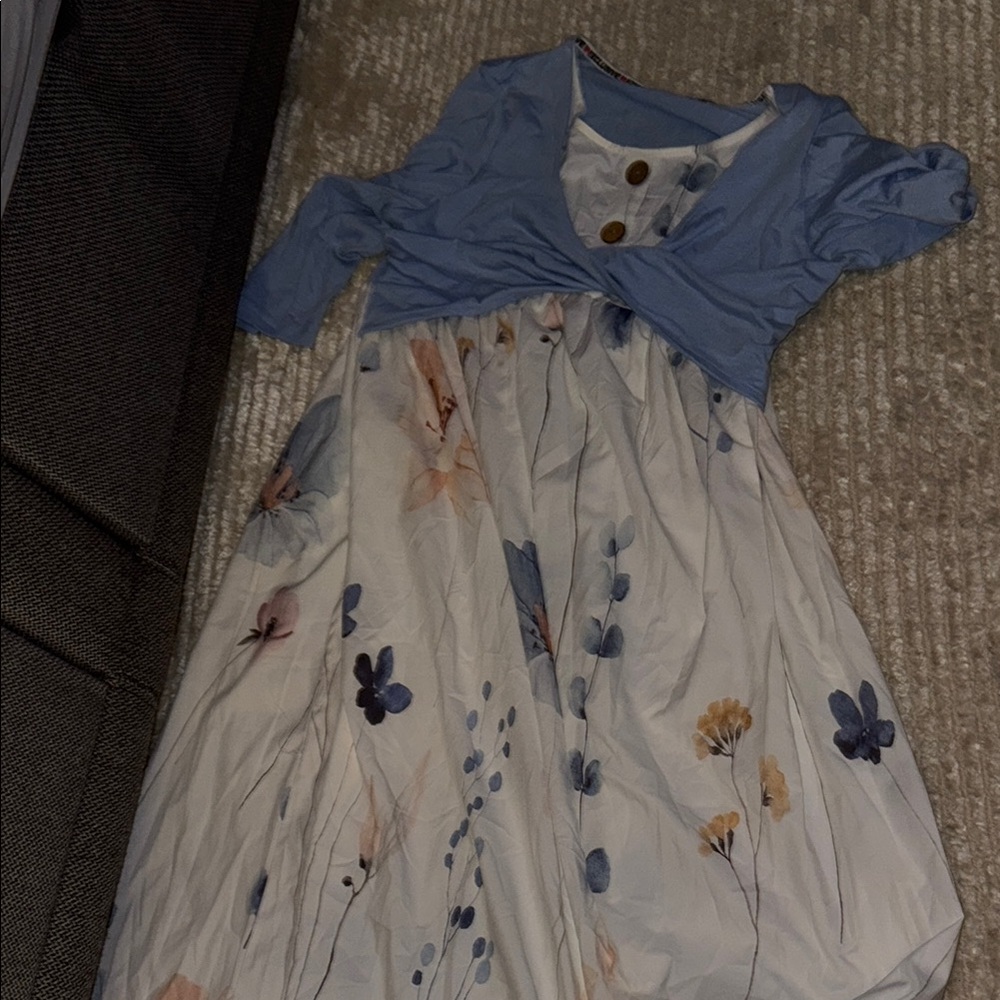 Floral Blue and White women Dress